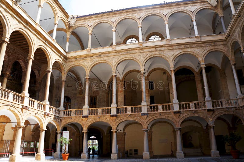 View of the multilevel arcade in the internal court of the Palace of Normans in Palermo,Sicily. View of the multilevel arcade in the internal court of the Palace of Normans in Palermo,Sicily