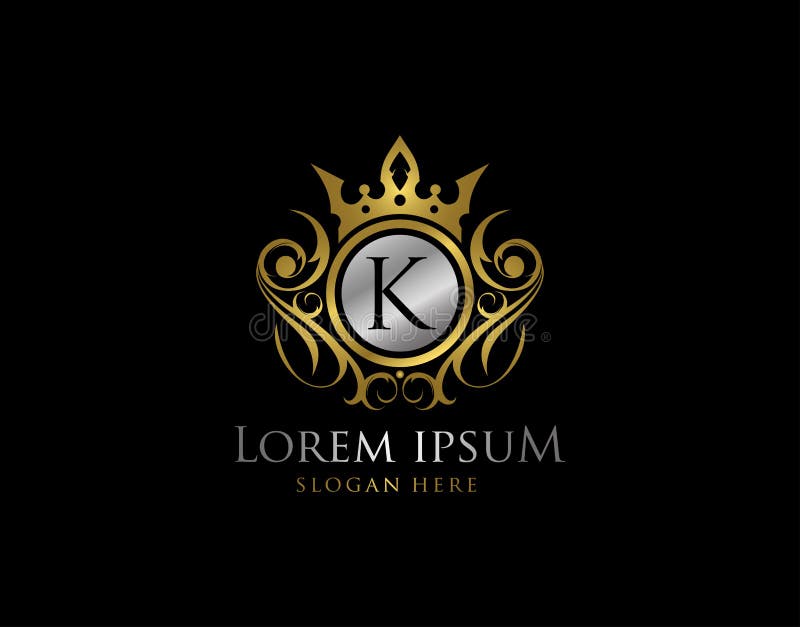 Royal Queen K Letter Gold Logo, Golden K Classic Crown Stock Vector ...