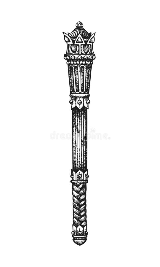 Royal Scepter. Hand Drawn Vector Illustration Stock Vector - Illustration  of staff, brand: 195516882