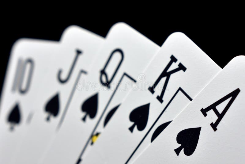 Royal state flush in spades royalty free stock image