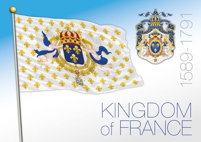 Drapeau France Royaume 987 - 1791 avec ourlet 