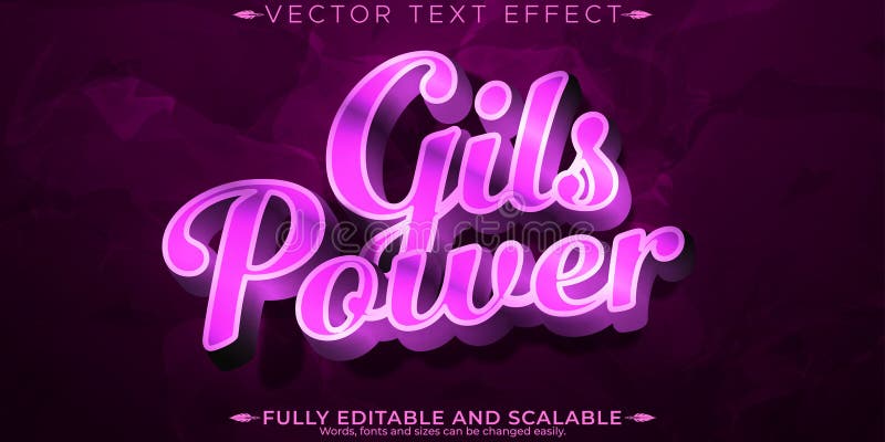 Roz Girls power text effect editable candy and soft text style stock illustration