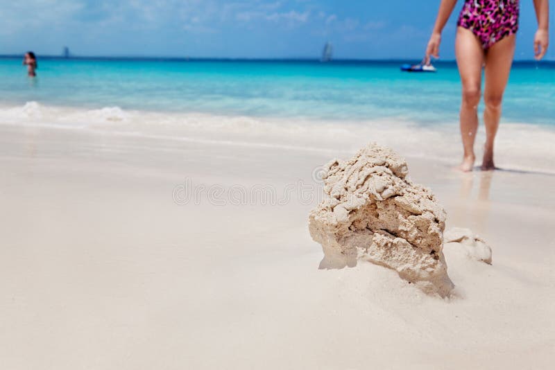 rozdrabnianie dziewczyna wraca sandcastle potomstwa zdjęcie stock rozdrabnianie dziewczyna wraca sandcastle potomstwa zdjęcie stock