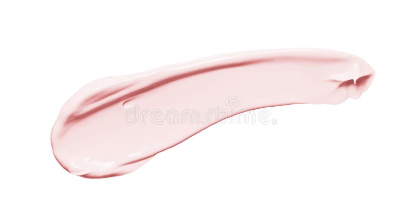 Roze cosmetische roomsmear geïsoleerd op witte achtergrond. pekelkleurige schoonheidscrème vegen. crèmekleurige textuur van de hui