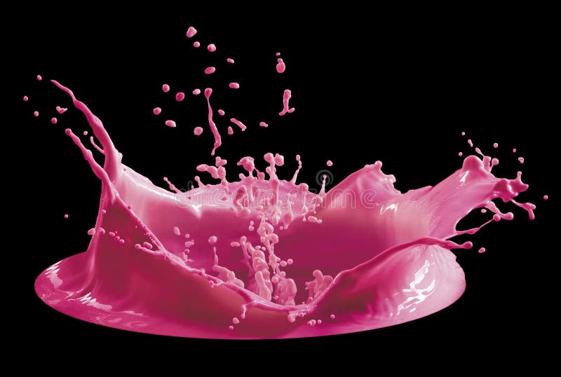 Roze die verfplons op zwarte achtergrond wordt geïsoleerd stock foto's Roze die verfplons op zwarte achtergrond wordt geïsoleerd stock foto's