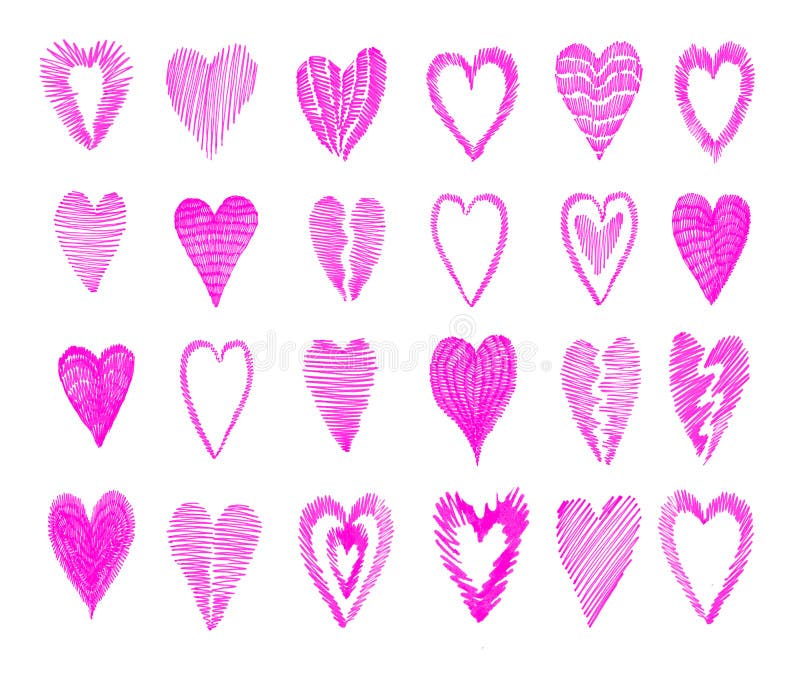 Roze elementen voor het ontwerp van de valentijnslijnen. hartromantische illustratie geïsoleerd op witte achtergrond stock illustratie Roze elementen voor het ontwerp van de valentijnslijnen. hartromantische illustratie geïsoleerd op witte achtergrond stock illustratie