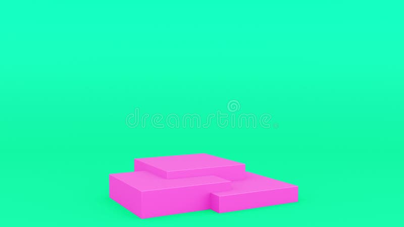 Roze en groene de scène minimale 3d teruggevende moderne minimalistic spot van het doos geometrische podium omhoog, leeg malplaat royalty-vrije illustratie Roze en groene de scène minimale 3d teruggevende moderne minimalistic spot van het doos geometrische podium omhoog, leeg malplaat royalty-vrije illustratie