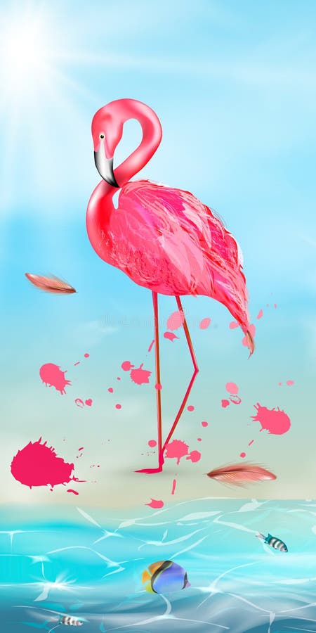 Roze flamingo, waterverfplonsen royalty-vrije illustratie Roze flamingo, waterverfplonsen royalty-vrije illustratie