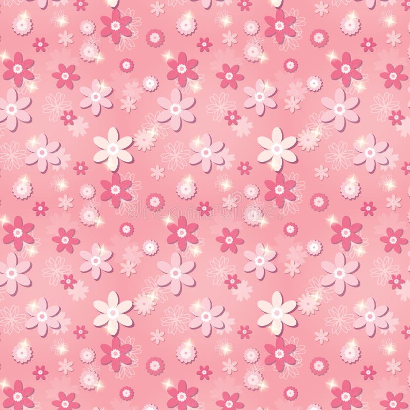 Roze naadloos patroon met bloemen en sterren vector illustratie Roze naadloos patroon met bloemen en sterren vector illustratie