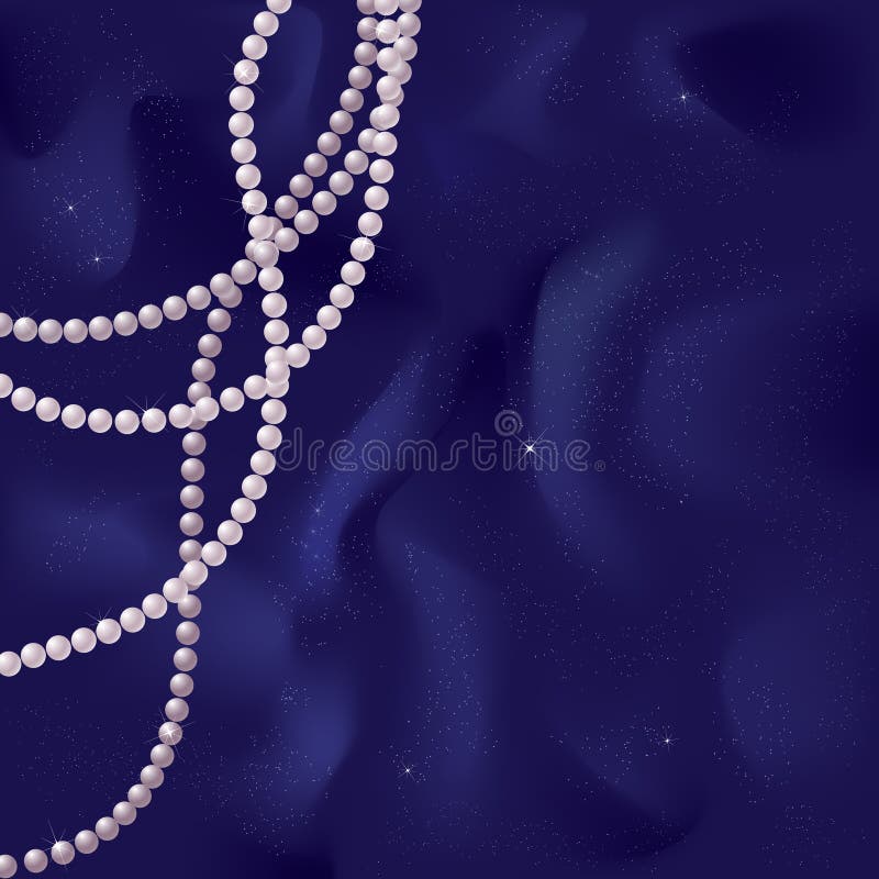 Pink pearls on a blue silk. Pink pearls on a blue silk