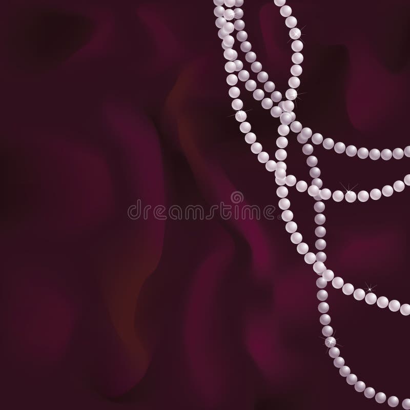 Pink pearls on a dark red silk. Pink pearls on a dark red silk