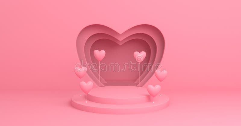 Roze podium met hart voor valentijnsdag royalty-vrije illustratie