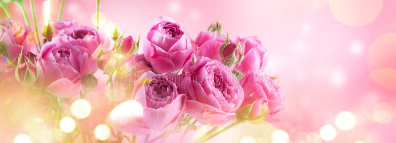 Roze rozen bouquet, bloeiende rozen Rozenbloemen en kunstontwerpen, natuur Vakantie cadeau, bunch rozenbloem