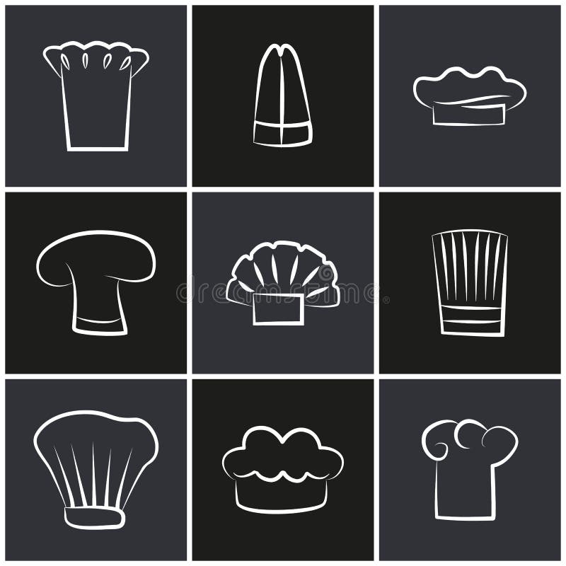 Rozmaitość szefa kuchni kapelusze, set bielu Cook Headwear logo ilustracja wektor Rozmaitość szefa kuchni kapelusze, set bielu Cook Headwear logo ilustracja wektor