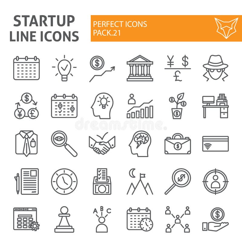 Rozpoczęcie ikony kreskowy set, finansowi symbole kolekcja, wektor kreśli, logo ilustracje, rozwojów znaki liniowi ilustracja wektor Rozpoczęcie ikony kreskowy set, finansowi symbole kolekcja, wektor kreśli, logo ilustracje, rozwojów znaki liniowi ilustracja wektor