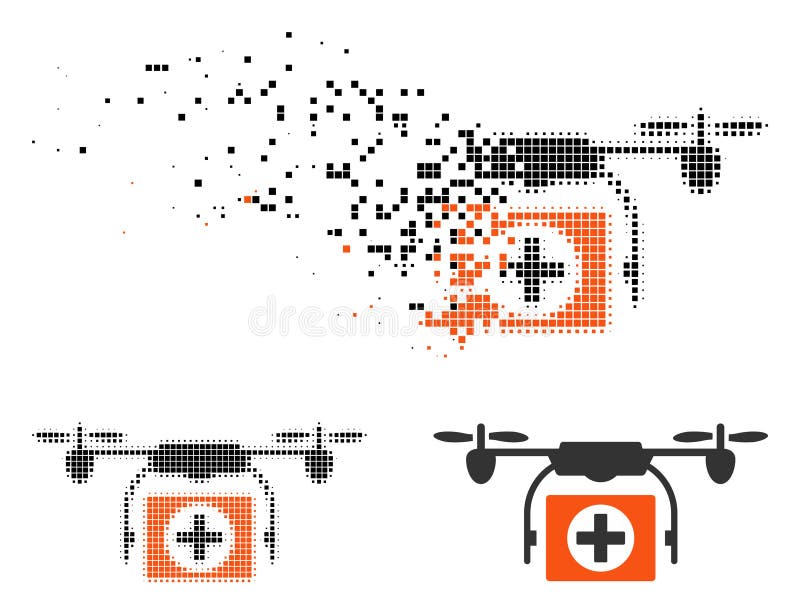 Rozpuszczająca Pixelated Halftone trutnia Medyczna ikona ilustracji