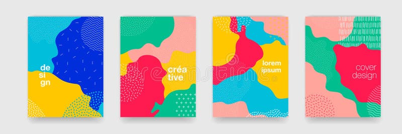 Rozrywka tła deseniu dokumentu z abstrakcyjnymi kształtami i kolorami Współczesny wzór na zabawną okładkę broszury, projekt wekto