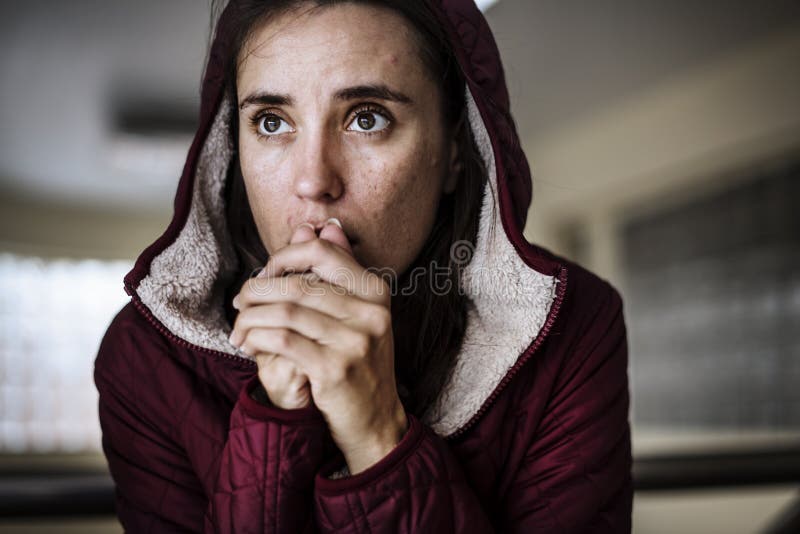 Thoughtful Homeless People Feeling Cold in Winter. Thoughtful Homeless People Feeling Cold in Winter