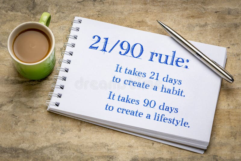 Rozwija przyzwyczajenia i styl życia 21-90 regułę