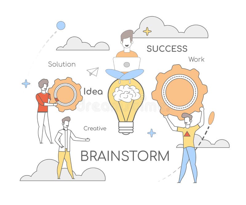 Rozwiązanie sukcesu pracy pomysłu Kreatywnie Brainstorm ilustracja wektor