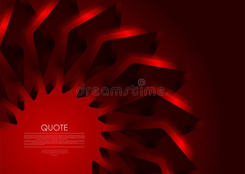 Roșu strălucitor forme geometrice 3D abstracte pe fundal întunecat cu design tehnologic futurist vector illustration