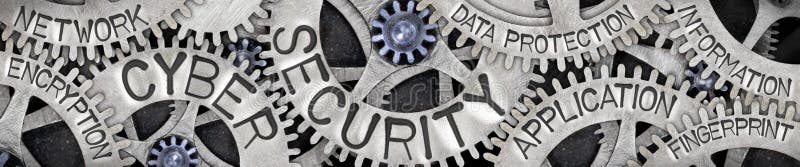 Roți metalice cu concept de securitate cibernetică royalty free stock images