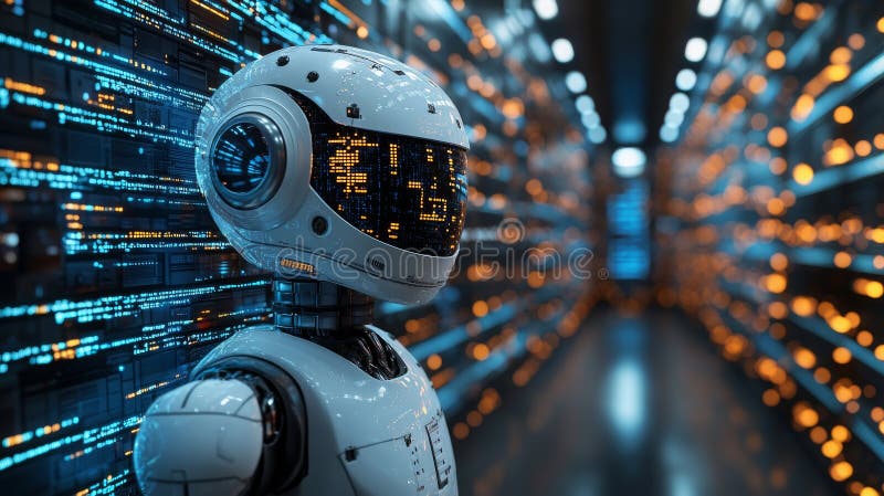 RPA bots streamline management tasks in a high-tech data center for enhanced efficiency. Robotic process automation bots operate within a futuristic data center, efficiently managing complex tasks and optimizing workflows. AI generated