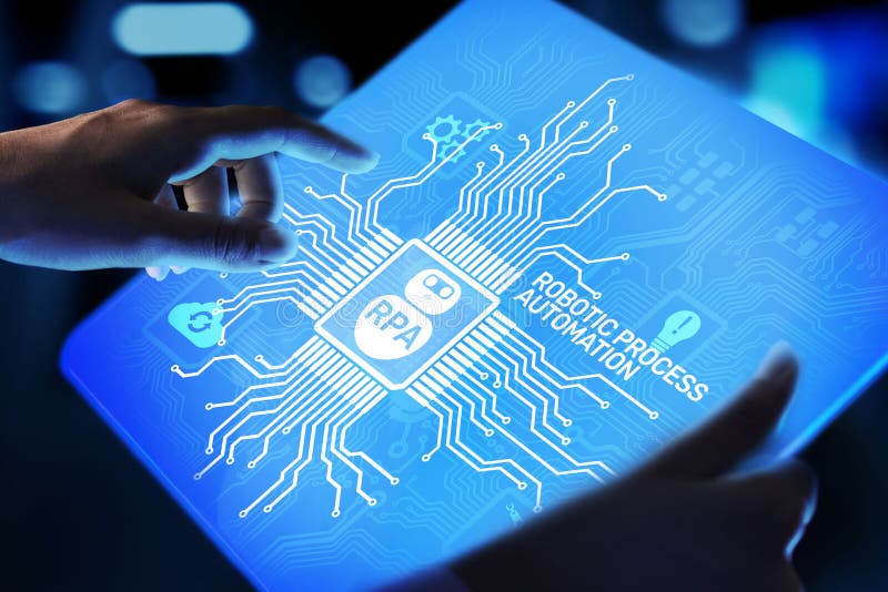 RPA Robotic process automation innovation technology concept on virtual screen. royalty free stock photography