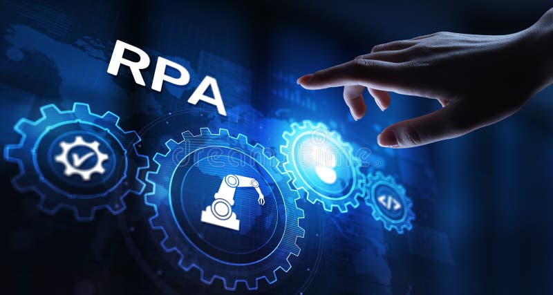 RPA Robotic process automation innovation technology concept on virtual screen.