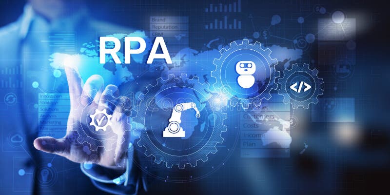 RPA Robotic process automation innovation technology concept on virtual screen royalty free stock photos