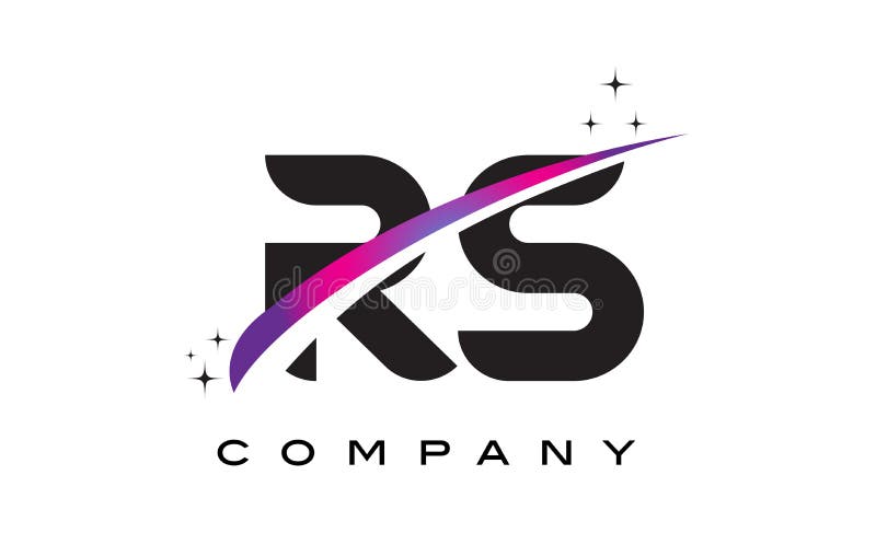 Rs R S Black Letter Logo Design With Purple Magenta Swoosh Stock Vector