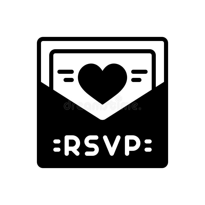 Black Solid Icon for Rsvp, Card and Message Stock Vector Illustration