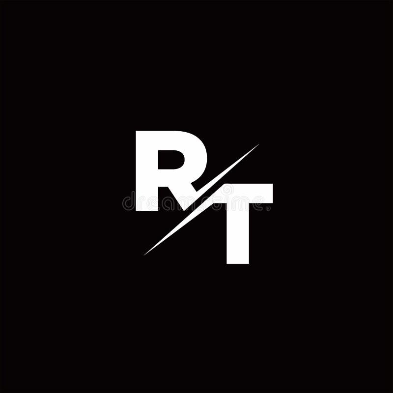 RT-logotyp, bokstav Monogram, snedstreck med mall för modern logotypdesign