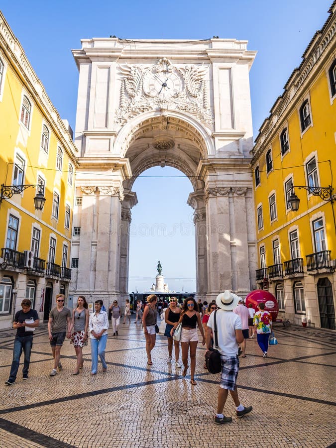 The Rua Augusta Arch In Lisbon, Portugal Editorial Stock Image - Image