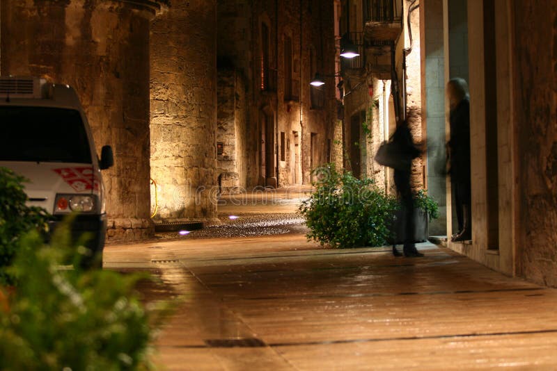 Mysterious street, street, town, a night town, empty streets, houses, cottages, niht. Mysterious street, street, town, a night town, empty streets, houses, cottages, niht