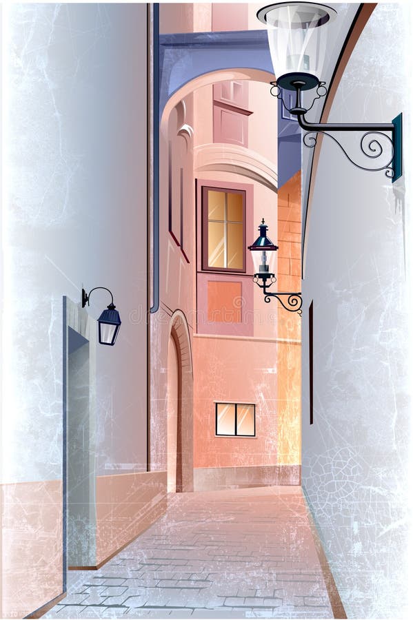 Rua velha da cidade ilustração royalty free Rua velha da cidade ilustração royalty free