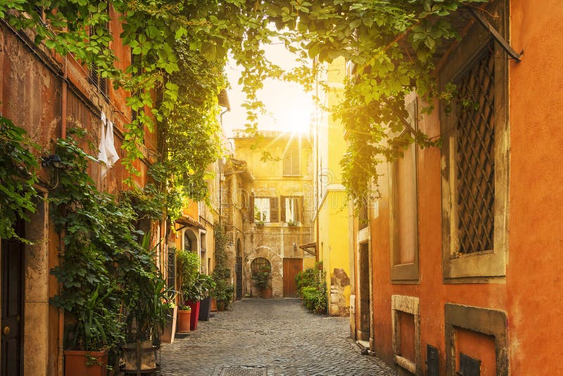 Rua velha em Trastevere em Roma