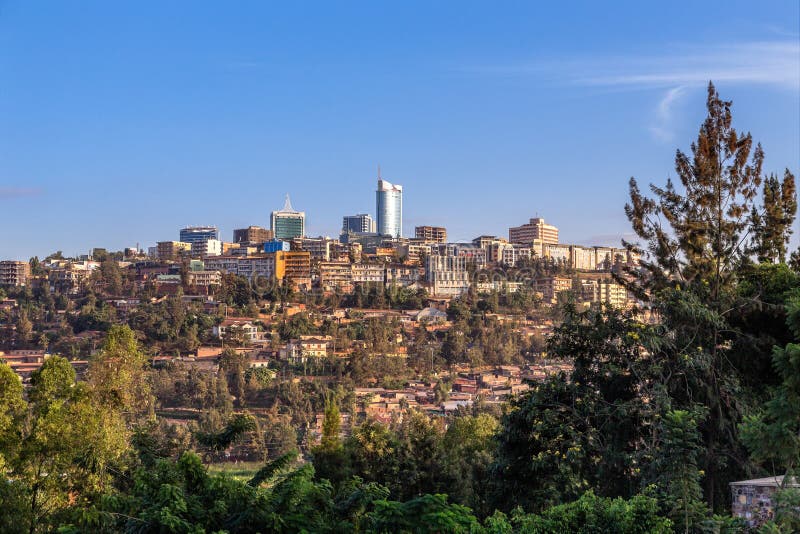 Rwandan capital downtown ladscape with living houses and business buildings, Kigali, Rwanda. Rwandan capital downtown ladscape with living houses and business buildings, Kigali, Rwanda