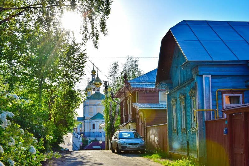 Ruas da antiga cidade de Plyos, região de Ivanovo foto de stock Ruas da antiga cidade de Plyos, região de Ivanovo foto de stock