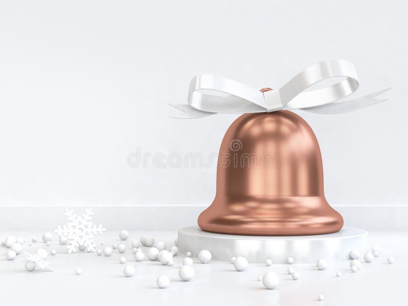 ruban d'arc d'esprit de cloche de Noël d'en cuivre du rendu 3d beaucoup sphère illustration stock ruban d'arc d'esprit de cloche de Noël d'en cuivre du rendu 3d beaucoup sphère illustration stock