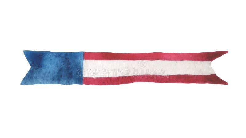 Ruban de fête d'aquarelle dans les couleurs principales des étoiles célèbres - drapeau rayé, Etats-Unis illustration stock Ruban de fête d'aquarelle dans les couleurs principales des étoiles célèbres - drapeau rayé, Etats-Unis illustration stock