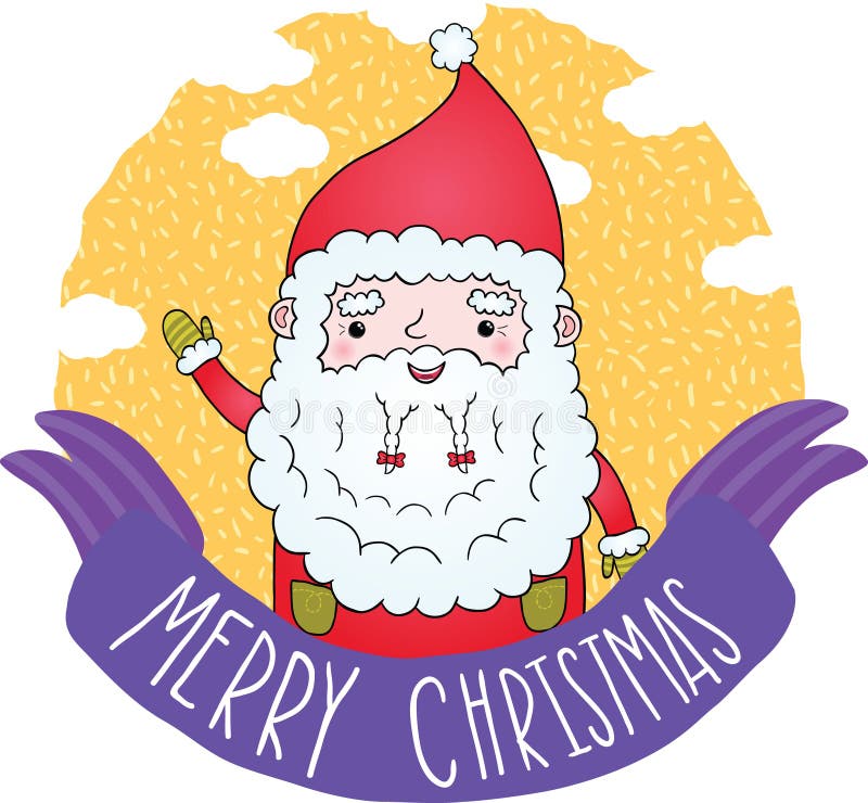 Ruban de Joyeux Noël de PrintCute avec Santa Claus illustration libre de droits Ruban de Joyeux Noël de PrintCute avec Santa Claus illustration libre de droits