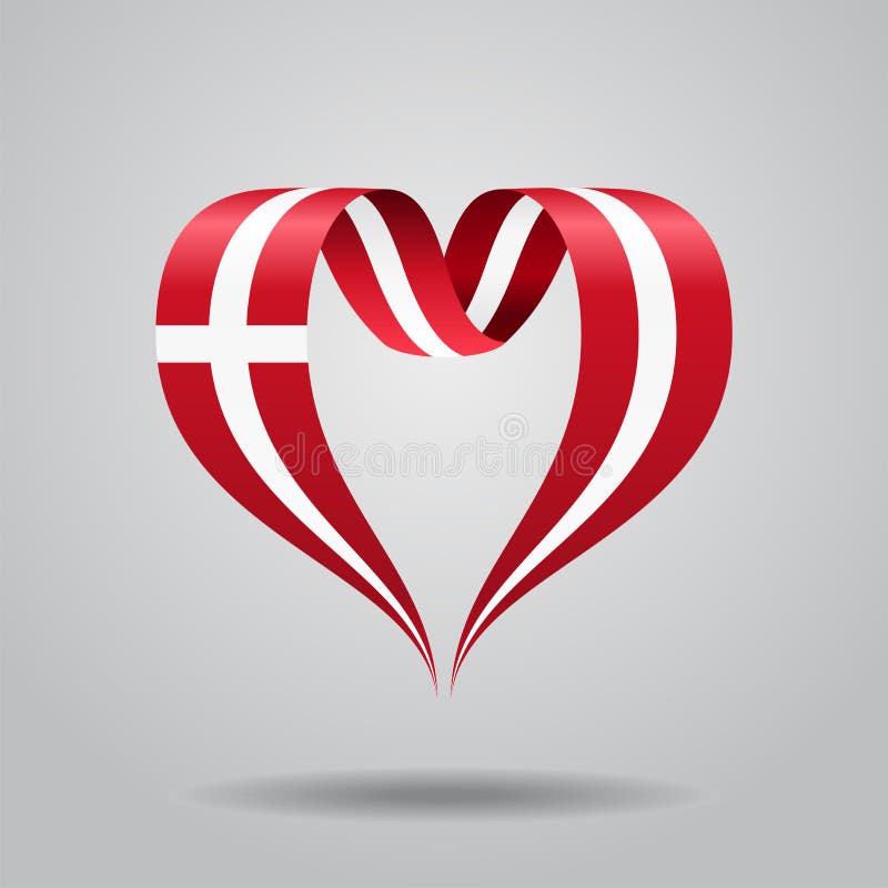Ruban en forme de coeur de drapeau danois Illustration de vecteur illustration stock Ruban en forme de coeur de drapeau danois Illustration de vecteur illustration stock