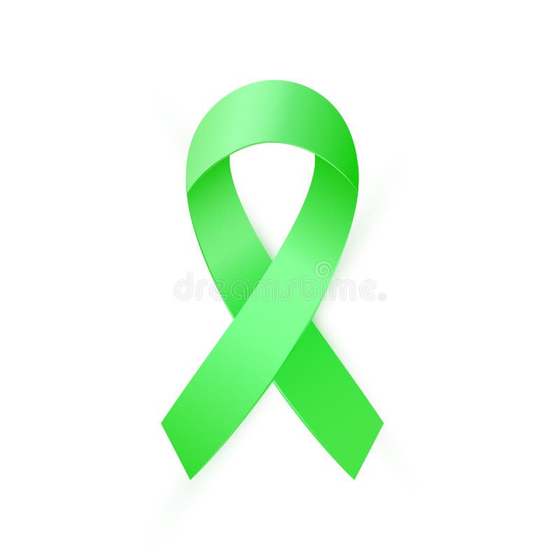 Ruban vert de conscience pour la greffe d'organe et la conscience de donation, scoliose, symbole de santé mentale