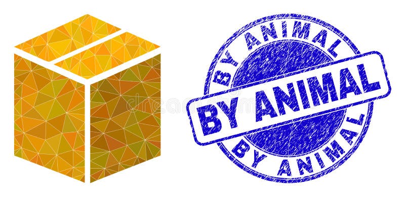Rubber By Animal Round Watermark And Closed Carton Box Lowpoly Icon royalty free illustration