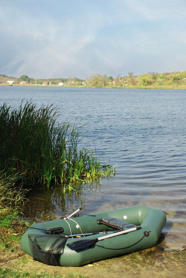 Rubber boat and river