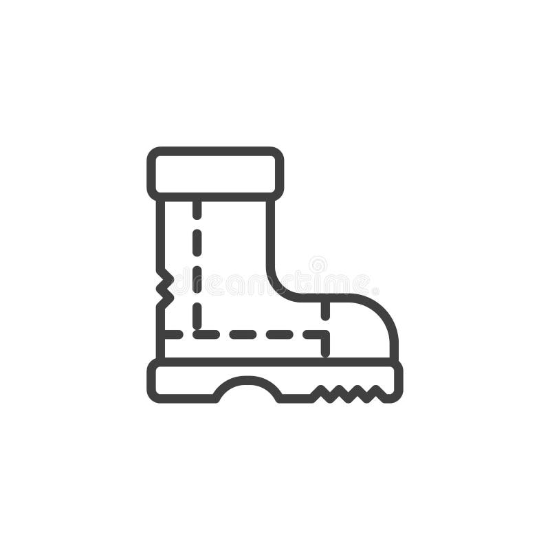 Rubber boot line icon. linear style sign for mobile concept and web design. Gumboots, footwear outline vector icon. Symbol, logo illustration. Vector graphics