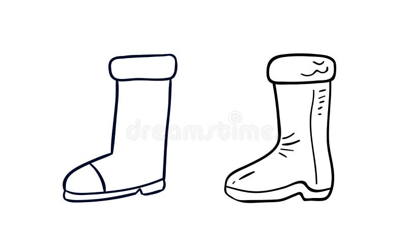 Rubber Boot Line Icon Set. Wellington Rain Boots Stock Illustration ...