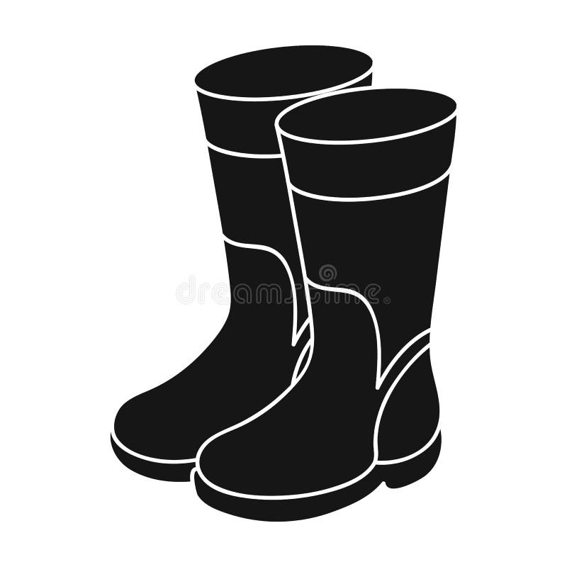 Rubber Boots Icon in Black Style Isolated on White Background. Fishing ...