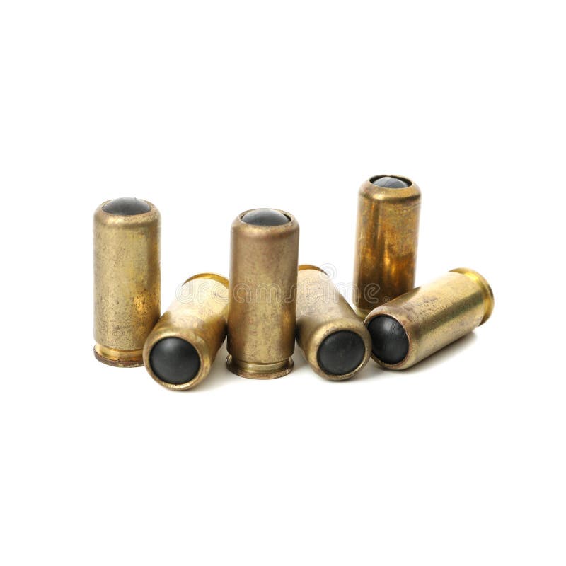 Rubber bullets isolated on white background. Self defense